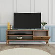 HABITAT ET JARDIN - Meuble TV en bois "Retro" - 120 x 29 x 44 cm - Beige - vignette