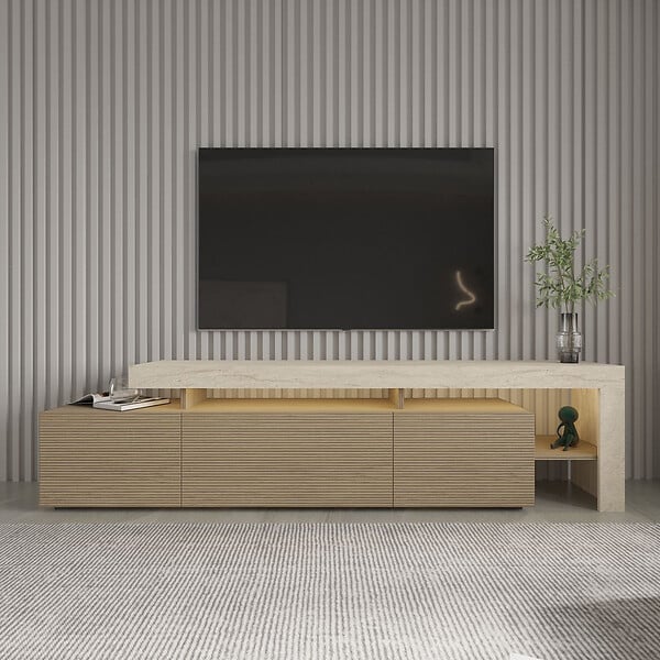 HABITAT ET JARDIN - Meuble TV en bois "Beliz" - 192 x 37 x 53 cm - Beige - large