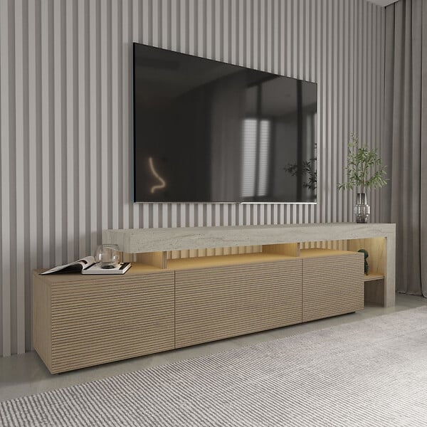 HABITAT ET JARDIN - Meuble TV en bois "Beliz" - 192 x 37 x 53 cm - Beige - large