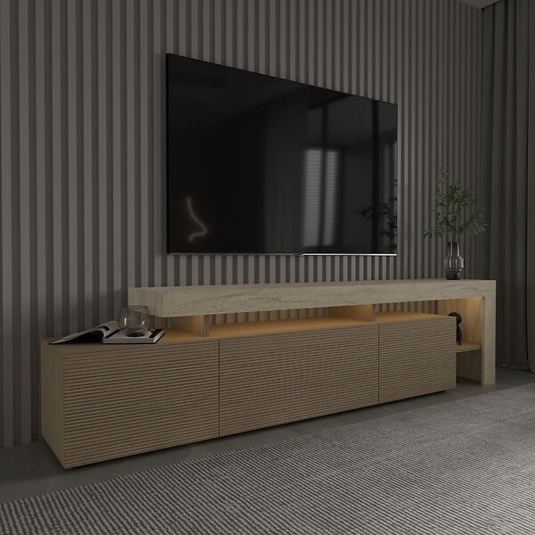 HABITAT ET JARDIN - Meuble TV en bois "Beliz" - 192 x 37 x 53 cm - Beige - large