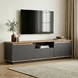 HABITAT ET JARDIN - Meuble TV en bois "Sentinel" - 160 x 30 x 42 cm - Gris anthracite - vignette