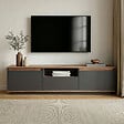 HABITAT ET JARDIN - Meuble TV en bois "Sentinel" - 160 x 30 x 42 cm - Gris anthracite - vignette