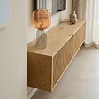OVIALA - Meuble TV suspendu 160 cm scandinave bois clair - Ivy - vignette