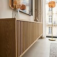 OVIALA - Meuble TV suspendu 160 cm scandinave bois clair - Ivy - vignette