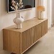 OVIALA - Meuble TV suspendu 120 cm scandinave bois clair - Ivy - vignette