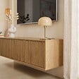 OVIALA - Meuble TV suspendu 120 cm scandinave bois clair - Ivy - vignette