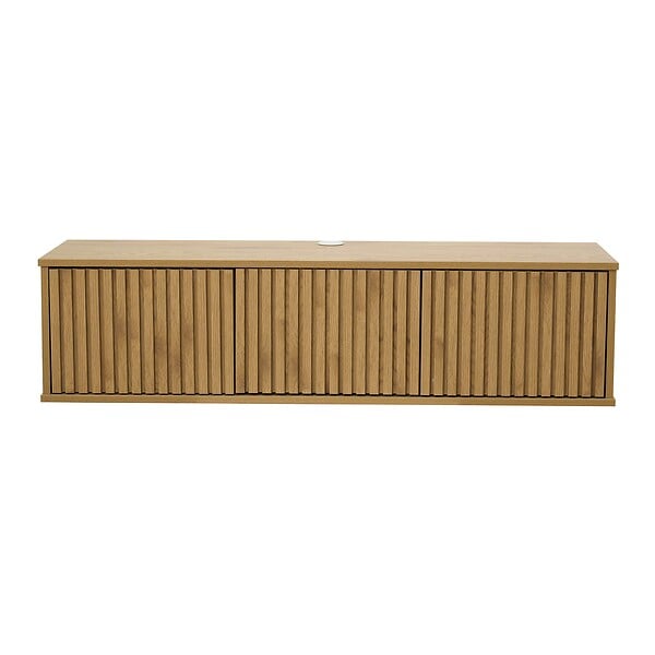 OVIALA - Meuble TV suspendu 120 cm scandinave bois clair - Ivy - large