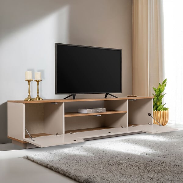 HABITAT ET JARDIN - Meuble TV en bois "Veramont" - 180 x 44 x 44 cm - Crème - large