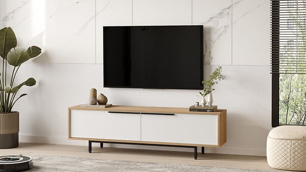 HABITAT ET JARDIN - Meuble TV en bois "ON1-SW" - 160 x 35 x 45 cm - Blanc - large