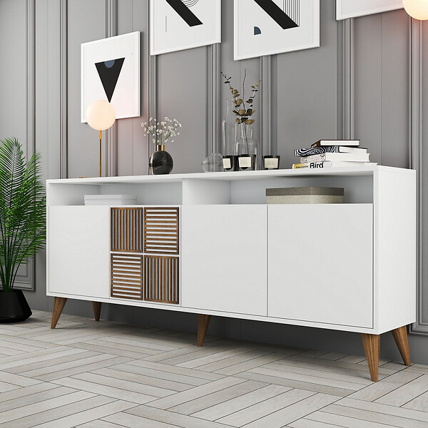 HABITAT ET JARDIN - Console en bois "Milan" - 180 x 35 x 78 cm - Blanc - large