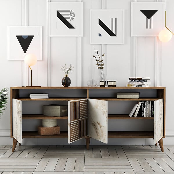 HABITAT ET JARDIN - Console en bois "Milan" 180 x 35 x 78 cm - Noyer - large