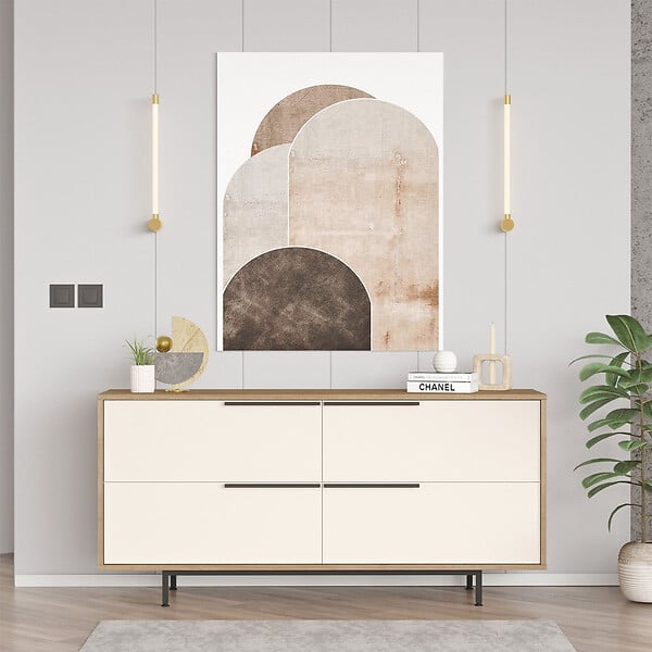 HABITAT ET JARDIN - Buffet en bois "ON3-SW" - 160 x 44 x 74 cm - Blanc - large