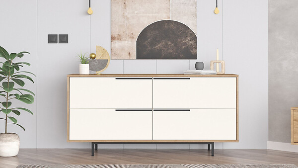 HABITAT ET JARDIN - Buffet en bois "ON3-SW" - 160 x 44 x 74 cm - Blanc - large