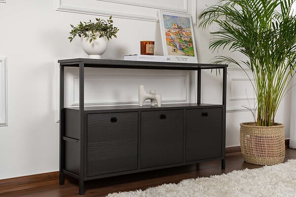 HABITAT ET JARDIN - Buffet en bois "Solace" - 120 x 30 x 77 cm - Noir - large