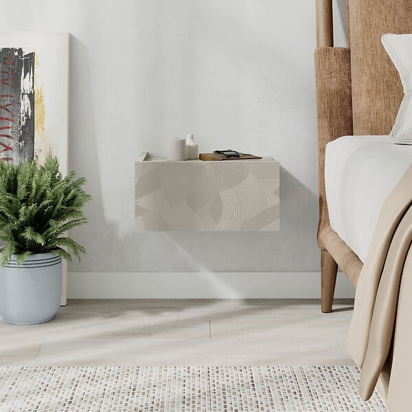 HABITAT ET JARDIN - Table de chevet en bois "Onda" - 38 x 31 x 18 cm - Beige - large