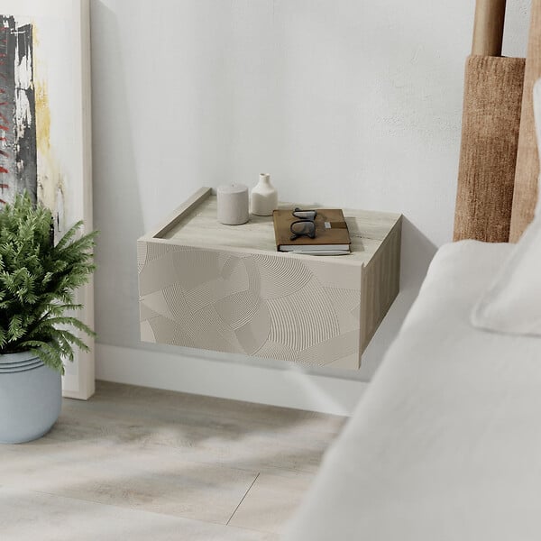 HABITAT ET JARDIN - Table de chevet en bois "Onda" - 38 x 31 x 18 cm - Beige - large