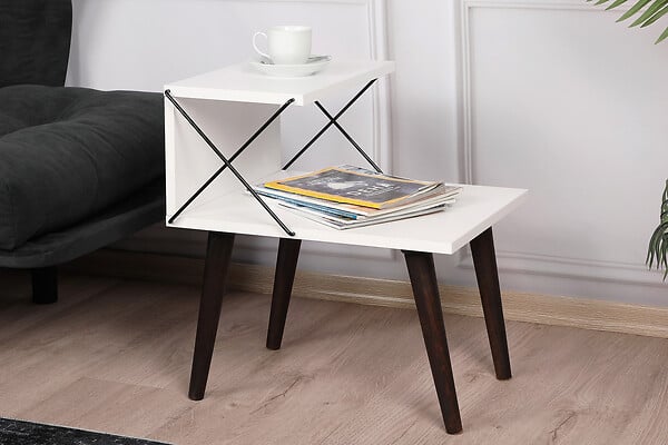 HABITAT ET JARDIN - Table de chevet en bois "Cross" 50 x 40 x 55 cm - Blanc - large