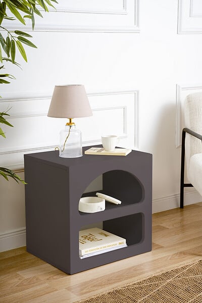 HABITAT ET JARDIN - Table de chevet en bois "Lorin" - 50 x 40 x 50 cm - Gris anthracite - large