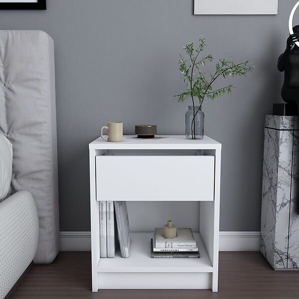 HABITAT ET JARDIN - Table de chevet en bois "Sheridan" - 45 x 40 x 53 cm - Blanc - large
