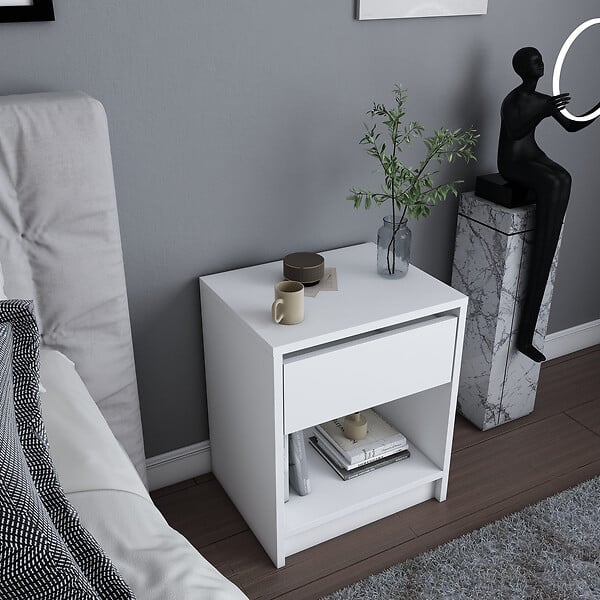 HABITAT ET JARDIN - Table de chevet en bois "Sheridan" - 45 x 40 x 53 cm - Blanc - large