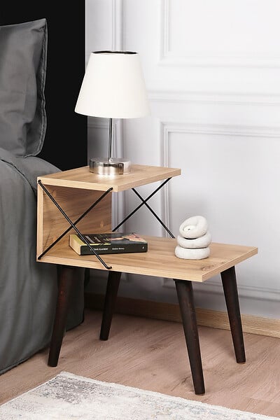 HABITAT ET JARDIN - Table de chevet en bois "Cross" 50 x 40 x 55 cm - Pin - large