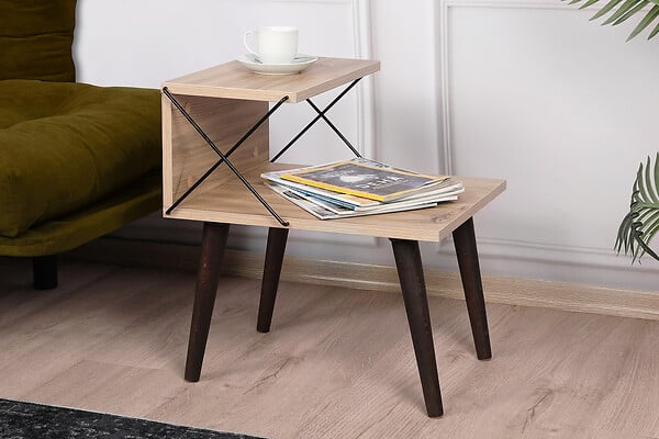 HABITAT ET JARDIN - Table de chevet en bois "Cross" 50 x 40 x 55 cm - Pin - large