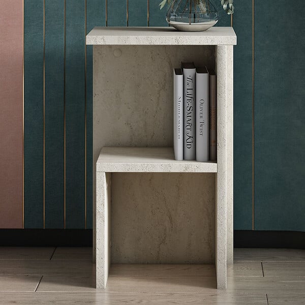 HABITAT ET JARDIN - Table de chevet en bois "Roisin" - 30 x 30 x 50 cm - Travertin - large
