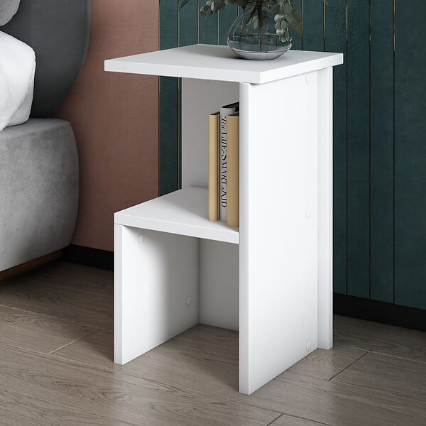 HABITAT ET JARDIN - Table de chevet en bois "Roisin" - 30 x 30 x 50 cm - Blanc - large