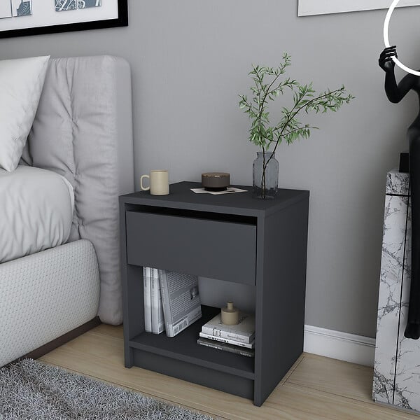 HABITAT ET JARDIN - Table de chevet en bois "Sheridan" - 45 x 40 x 53 cm - Gris anthracite - large