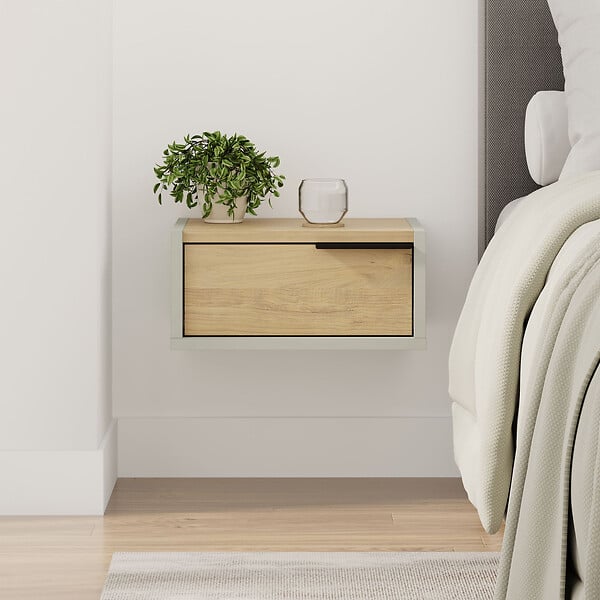 HABITAT ET JARDIN - Table de chevet murale en bois "Eco" - 40 x 30 x 19 cm - Vert - large