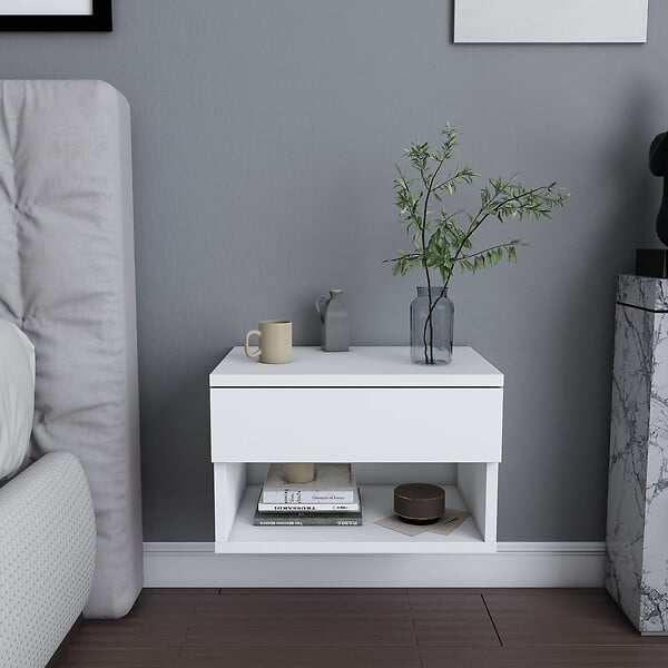 HABITAT ET JARDIN - Table de chevet en bois "Jamot" - 45 x 29 x 32 cm - Blanc - large