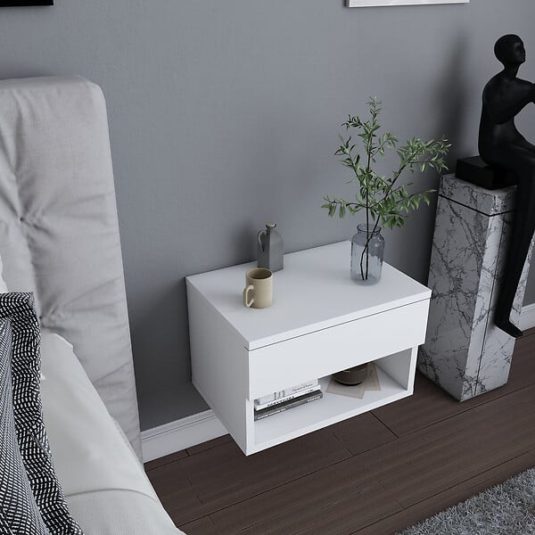 HABITAT ET JARDIN - Table de chevet en bois "Jamot" - 45 x 29 x 32 cm - Blanc - large