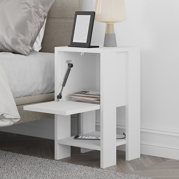 HABITAT ET JARDIN - Table de chevet en bois "Ema" 30 x 30 x 55 cm - Blanc - large