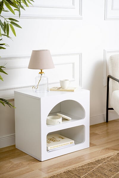 HABITAT ET JARDIN - Table de chevet en bois "Lorin" 50 x 40 x 50 cm - Blanc - large