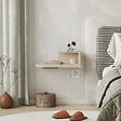 HABITAT ET JARDIN - Table de chevet avec ampoule en bois "Luno" - 40 x 30 x 16 cm - Crème - vignette