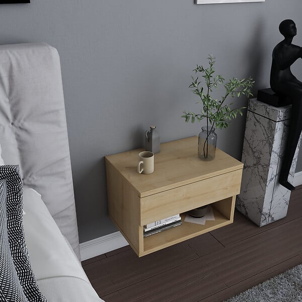 HABITAT ET JARDIN - Table de chevet en bois "Jamot" - 45 x 29 x 32 cm - Beige - large