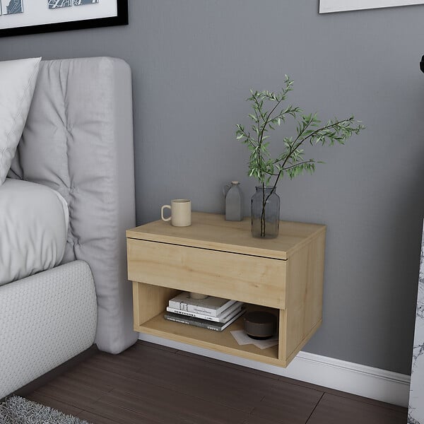HABITAT ET JARDIN - Table de chevet en bois "Jamot" - 45 x 29 x 32 cm - Beige - large