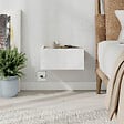 HABITAT ET JARDIN - Table de chevet avec éclairage LED en bois "Onda" - 38 x 31 x 18 cm - Blanc - vignette