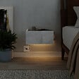 HABITAT ET JARDIN - Table de chevet avec éclairage LED en bois "Onda" - 38 x 31 x 18 cm - Blanc - vignette