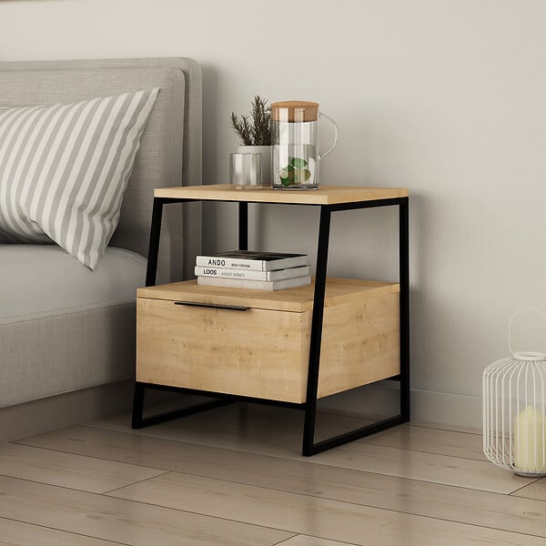 HABITAT ET JARDIN - Table de chevet en bois "Pal" - 45 x 40 x 50 cm - Beige - large