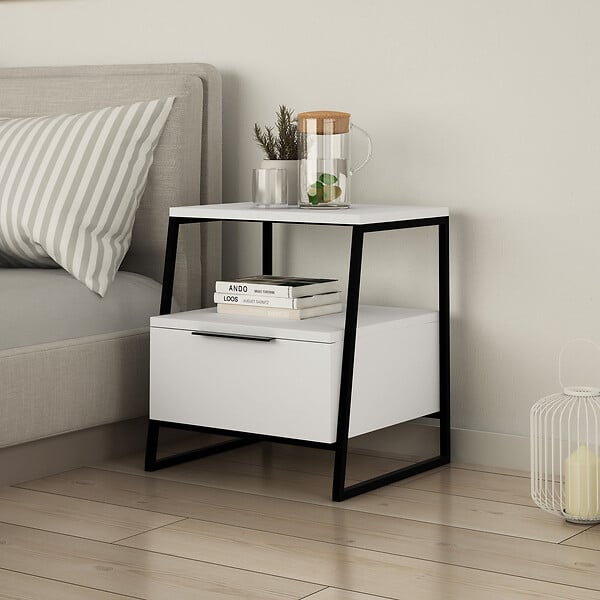 HABITAT ET JARDIN - Table de chevet en bois "Pal" - 45 x 41 x 50 cm - Blanc - large