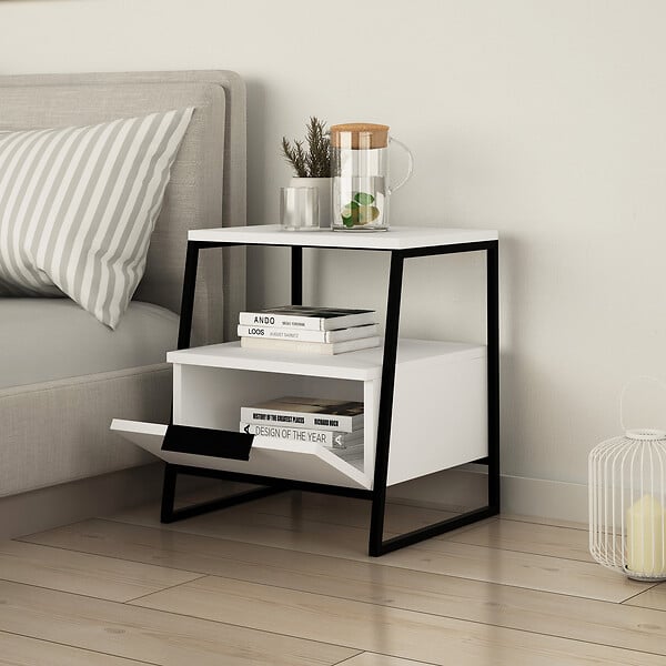 HABITAT ET JARDIN - Table de chevet en bois "Pal" - 45 x 40 x 50 cm - Blanc - large