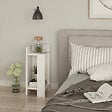 HABITAT ET JARDIN - Table de chevet en bois "Elos Left" - 25 x 27 x 60 cm - Blanc - vignette