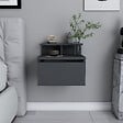 HABITAT ET JARDIN - Table de chevet murale en bois "Alice" - 40 x 32 x 35 cm - Gris anthracite - vignette