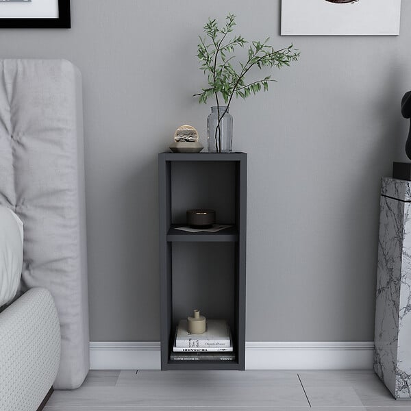 HABITAT ET JARDIN - Table de chevet en bois "Sault" - 23 x 22 x 60 cm - Gris anthracite - large