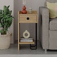 HABITAT ET JARDIN - Table de chevet gauche en bois "Sirius" - 32 x 30 x 61 cm - Beige - vignette