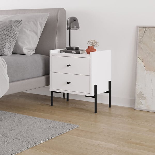 HABITAT ET JARDIN - Table de chevet en bois "Malta" - 45 x 35 x 52 cm - Blanc - large
