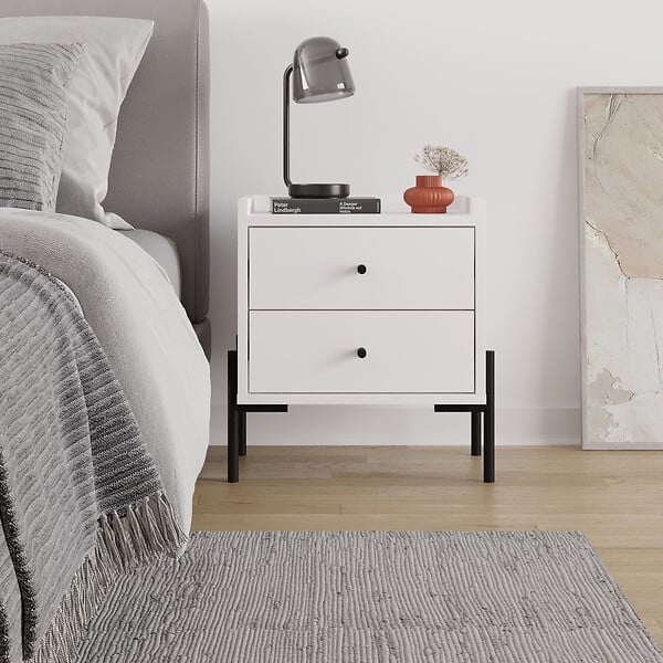 HABITAT ET JARDIN - Table de chevet en bois "Malta" - 45 x 35 x 52 cm - Blanc - large