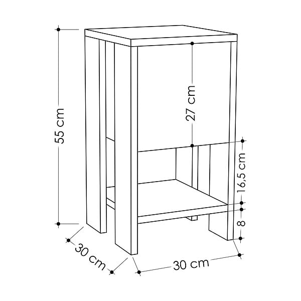 HABITAT ET JARDIN - Table de chevet en bois "Ema" 30 x 30 x 55 cm - Blanc - large
