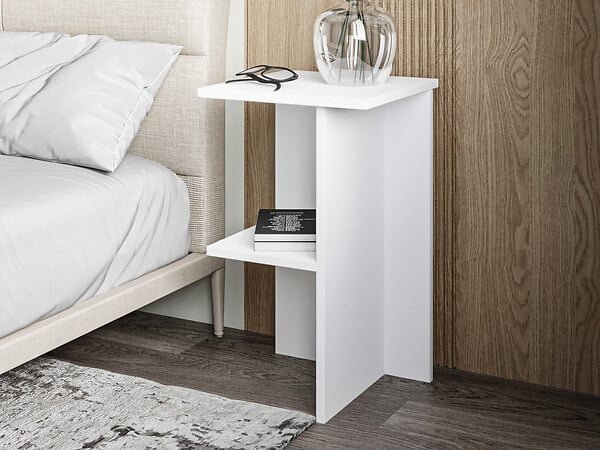 HABITAT ET JARDIN - Table de chevet en bois "Leray" - 36 x 36 x 60 cm - Blanc - large
